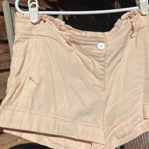 bebe High ruffled Waist Cream Shorts